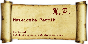 Mateicska Patrik névjegykártya